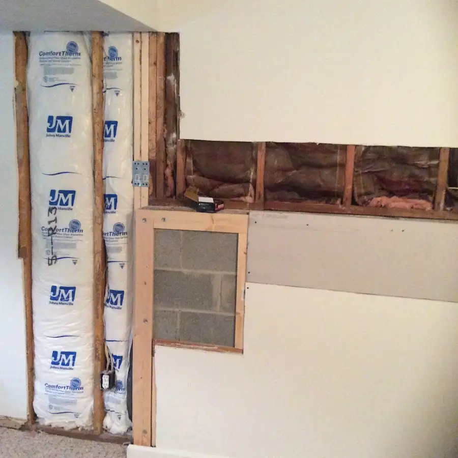 Wall insulation replacement during Basement Flood Cleanup in Manchester